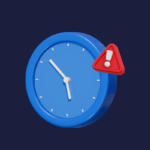 Relógio azul com sinal de alerta, simbolizando rascunho automático.